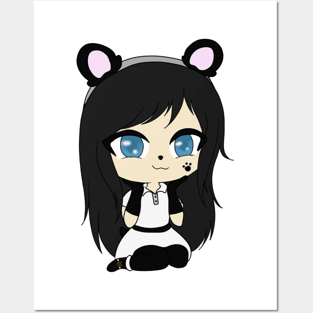 cute gacha panda girl Wall Art by LillyTheChibi